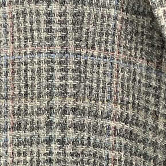 Vintage OAKTON LTD Blazer 100% Wool Plaid Tweed Sport Coat Jacket Mens 42L Gray - Picture 3 of 13